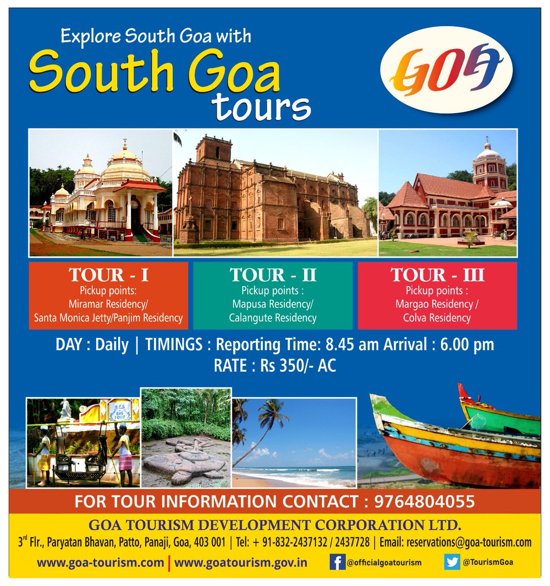 TourismGoa's tweet photo. GTDC is back with North Goa and South Goa tours.. book your seats now and enjoy the scenic beauty and cultural heritage of Goa this monsoon.
Call 9764804055 for more information.
#Goa #southgoa #UNESCO #tours #toursofgoa #southgoatour #northgoatour #monsoon #monsoonrides https://t.co/hmsXHcP6Ur