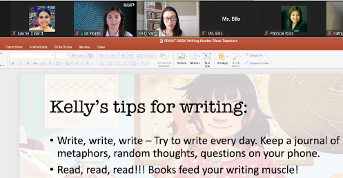 PeabodyLibrary's tweet photo. Listening to @kellyyanghk speak about writing was inspiring. I'm excited to share some of her tips with our @GPeabodyElem teachers/ Ss and to add more of her books to our library collection. Thank you for organizing this, @DallasReads! #DallasWrites #AchieveBelieveCreate https://t.co/5AbduzEg4I