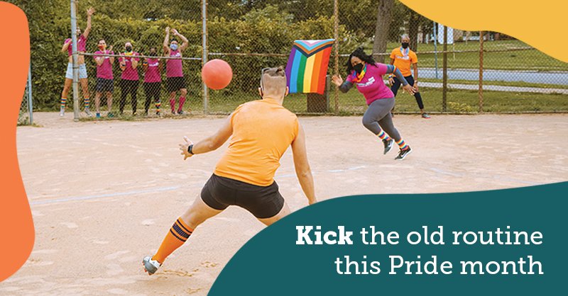 QuitPartner's tweet photo. This Pride month, embrace a new routine while kicking the old one! Get free help to quit smoking or vaping at https://t.co/ldU0XXj6mk #QuitSmoking #QuitVaping #Pride #StonewallKickball @StonewallSports https://t.co/VBSh5WrRwe