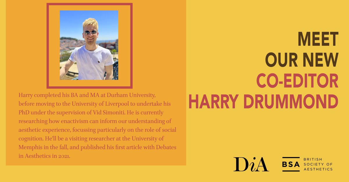 DebateAesthetic's tweet photo. 📢 We are pleased to announce that @philosohaz will be joining the DiA team as a co-editor in the autumn. Welcome, Harry! https://t.co/aGZRwrVgKM