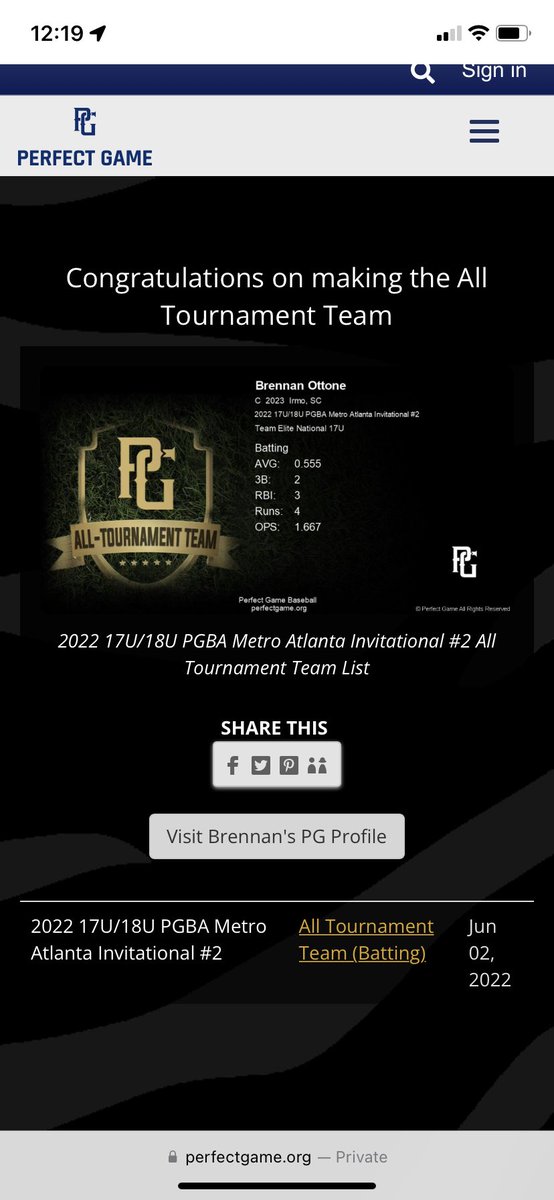 Thank you PGBA Metro Invitational for naming me to the all tournament team
<a href="/TEAMELITENATION/">Team Elite Baseball</a> 
<a href="/BUncommitted/">Baseball_Uncommitted</a> 
<a href="/TreyDyson/">Trey Dyson</a> 
<a href="/UNCAvlBaseball/">Asheville Baseball</a> 
<a href="/CoachJChester/">Jim Chester</a> 
@PresbyterianBSB