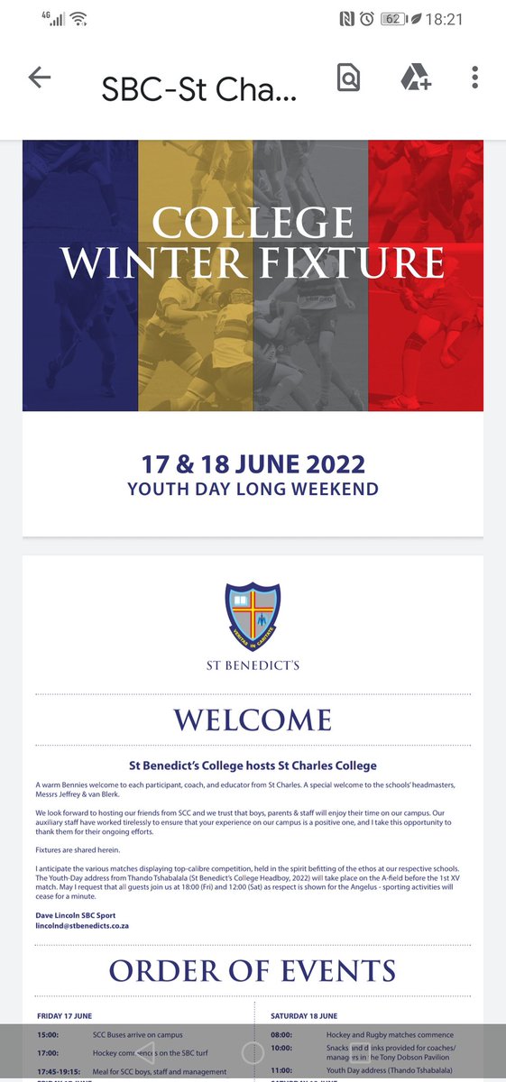 Looking forward to hosting <a href="/Saints_Sport/">St Charles College</a> here <a href="/BenniesSA/">St Benedicts College</a> on Fri &amp; Sat. Full programme on the SBC app.