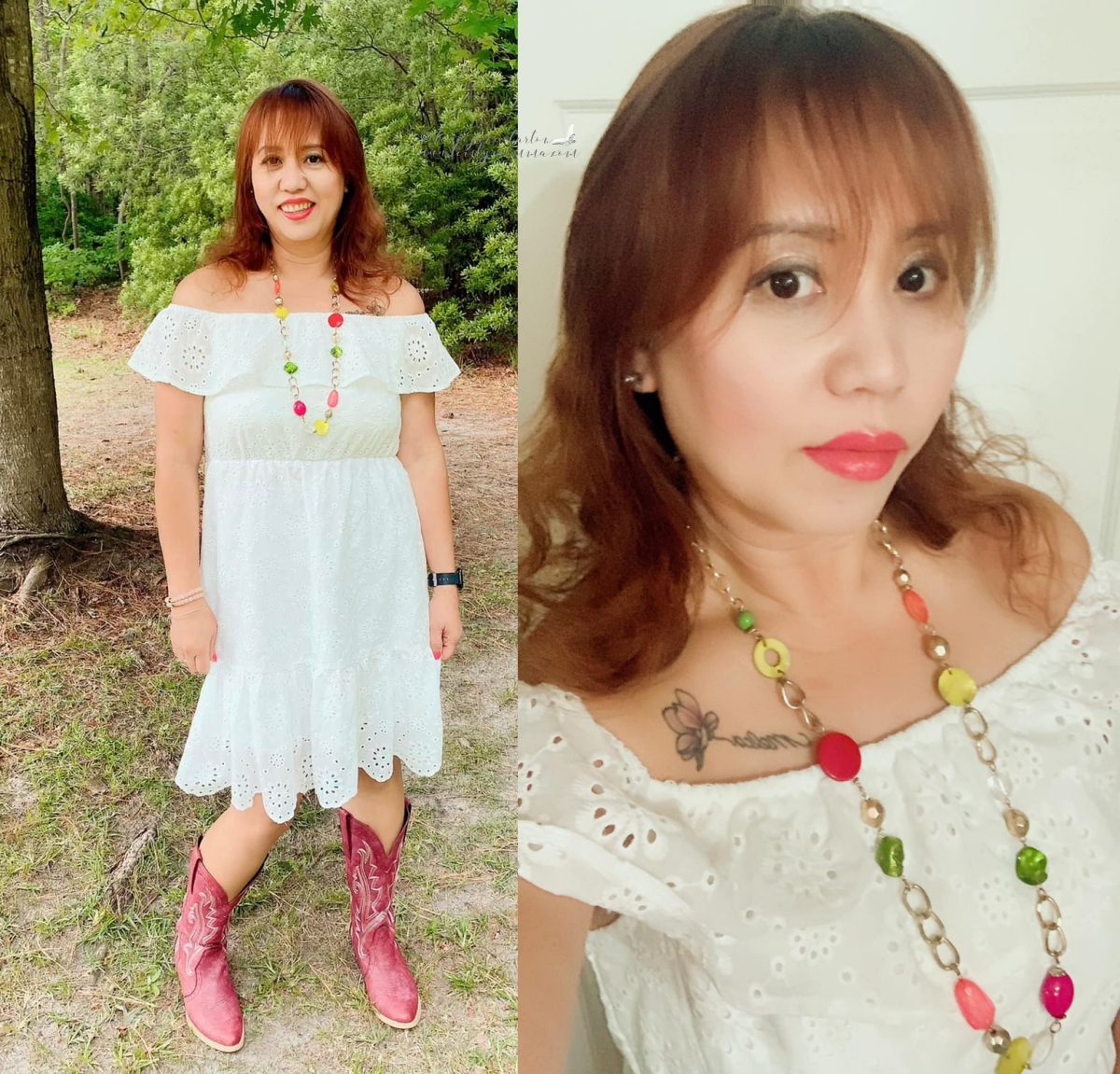DexieJaneRW's tweet photo. #OOTD: #SHEIN Off-The-Shoulder White Eyelet Dress W/ #Hisea Cowboy Boots https://t.co/jbV3A6mw0c
#summerwhitedress #summercowboybootsstyle #cowboybootsfashion #SHEINstyle #SHEINfashion https://t.co/rPv1ionFse