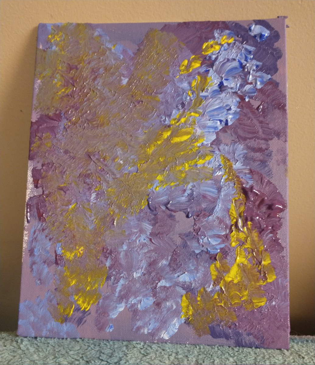 _VioletteRose's tweet photo. Another galaxy-esque acrylic painting. Not sure how I feel about it, yet. I might do more detail to it, later. I added the yellow to make it pop, against the hues of blue and purple. 

#acrylicpainting #galaxy #stars #space #outerspace https://t.co/kxFVOFQnfp