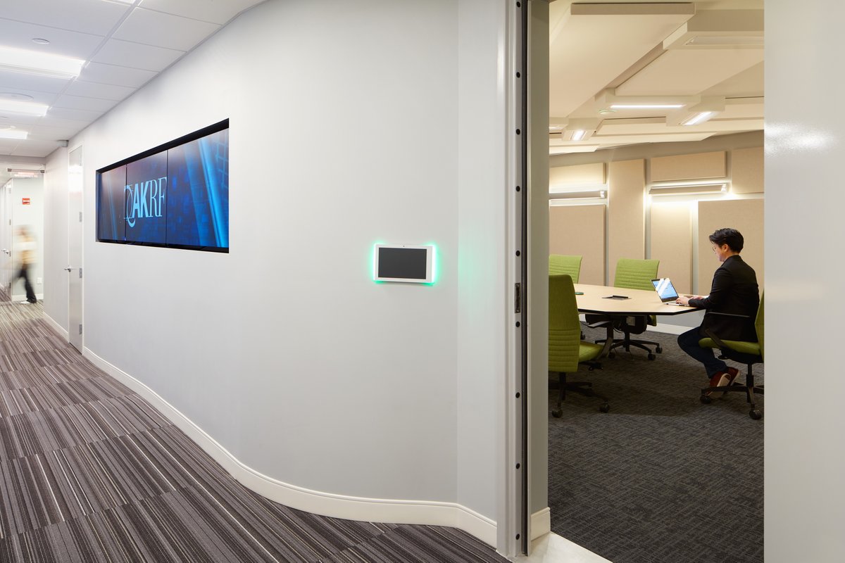 Noise Barriers provided one of our architectural sound control doors to be the "gatekeeper" to this state-of-the-art conference room in New York City. <a href="/AKRFnews/">AKRF, Inc.</a>, a consulting firm, developed the PinDrop Sound Simulation &amp; Audiovisual Suite in their office in the city.
