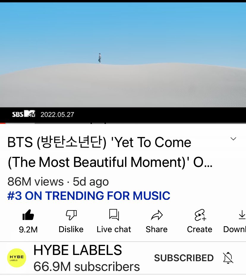 BTSxSouth's tweet photo. ARMY, we are almost to 70 million views! πͺπ
Please keep streaming!
#BTS_YetToCome #YetToCome #BTS_Proof #BTS #BTSARMY @BTS_twt
#BTSandARMYForever #FlyLikeThatBTS #TrustBTS ~π΄
π https://t.co/ZL4SLbsziR https://t.co/DI9zyh9DKv