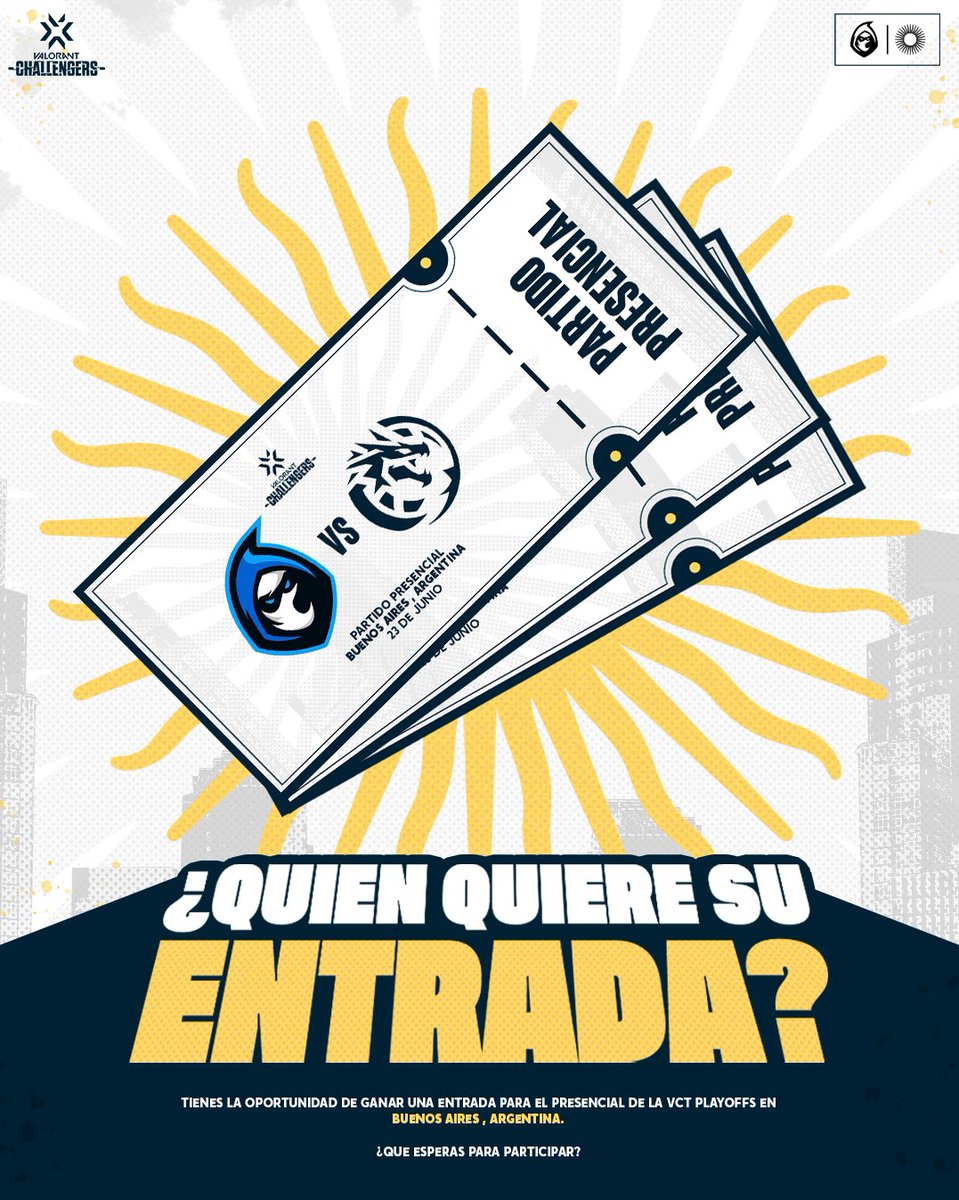 fusionfsgg's tweet photo. Riot nos ha dado 20 entradas para sortear para los Playoffs de la VCT en Buenos Aires, Argentina, para participar:

✅ Sigue a @fusionfsgg
♻️ Retweetea este post
🫂 Etiqueta a 2 amigos

¡Todos los ganadores serán elegidos dentro de 24 horas!

#FeelTheFusion🌀 | #VCTLatam https://t.co/iUSxmnARZq