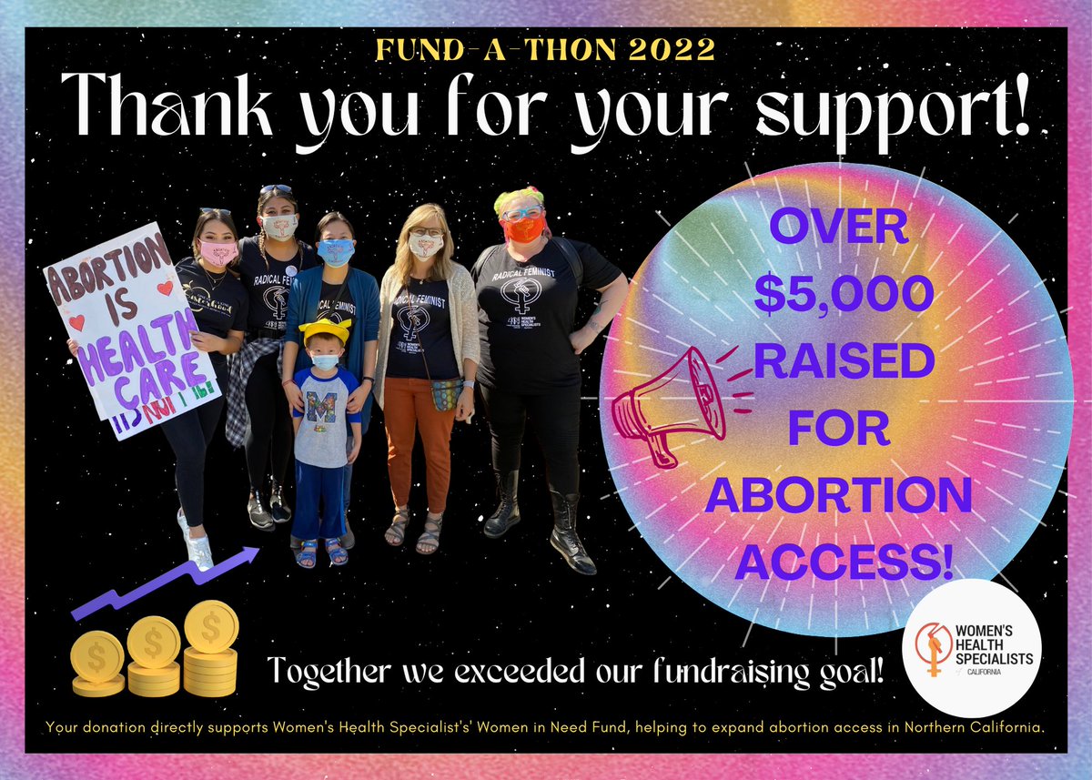 This is what building community for abortion access looks like! We have surpassed our fundraising goal! Building power in the north state for abortion access! Thank you to our donors and participants for supporting your local indie abortion clinic. #WINF2022 #fundathon2022