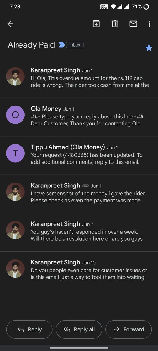nerdpreet's tweet photo. @Olacabs Terrible service. I had raised a payment issue to ola 15 days ago and you guys have yet to respond to my case despite my follow ups and instead of resolving my problem you guys sent me a legal warning for rs.329 on WhatsApp and did not reply even there. CROOKS! https://t.co/UTwiJaVfV0