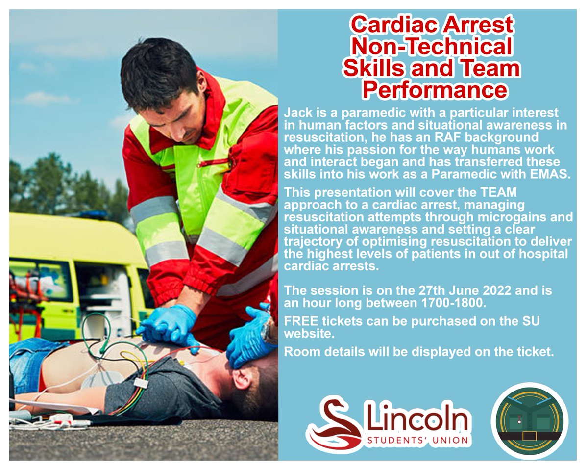 UoL Paramedic and Technician Society (@uol_paratechsoc) on Twitter photo We have an amazing session being put on by <a href="/jackjoseph94/">Jack Shacklady</a> around Cardiac Arrest Non-Technical Skills and Team Performance. Tickets are available here: lincolnsu.com/events/id/1479… We have an amazing session being put on by <a href="/jackjoseph94/">Jack Shacklady</a> around Cardiac Arrest Non-Technical Skills and Team Performance. Tickets are available here: lincolnsu.com/events/id/1479…