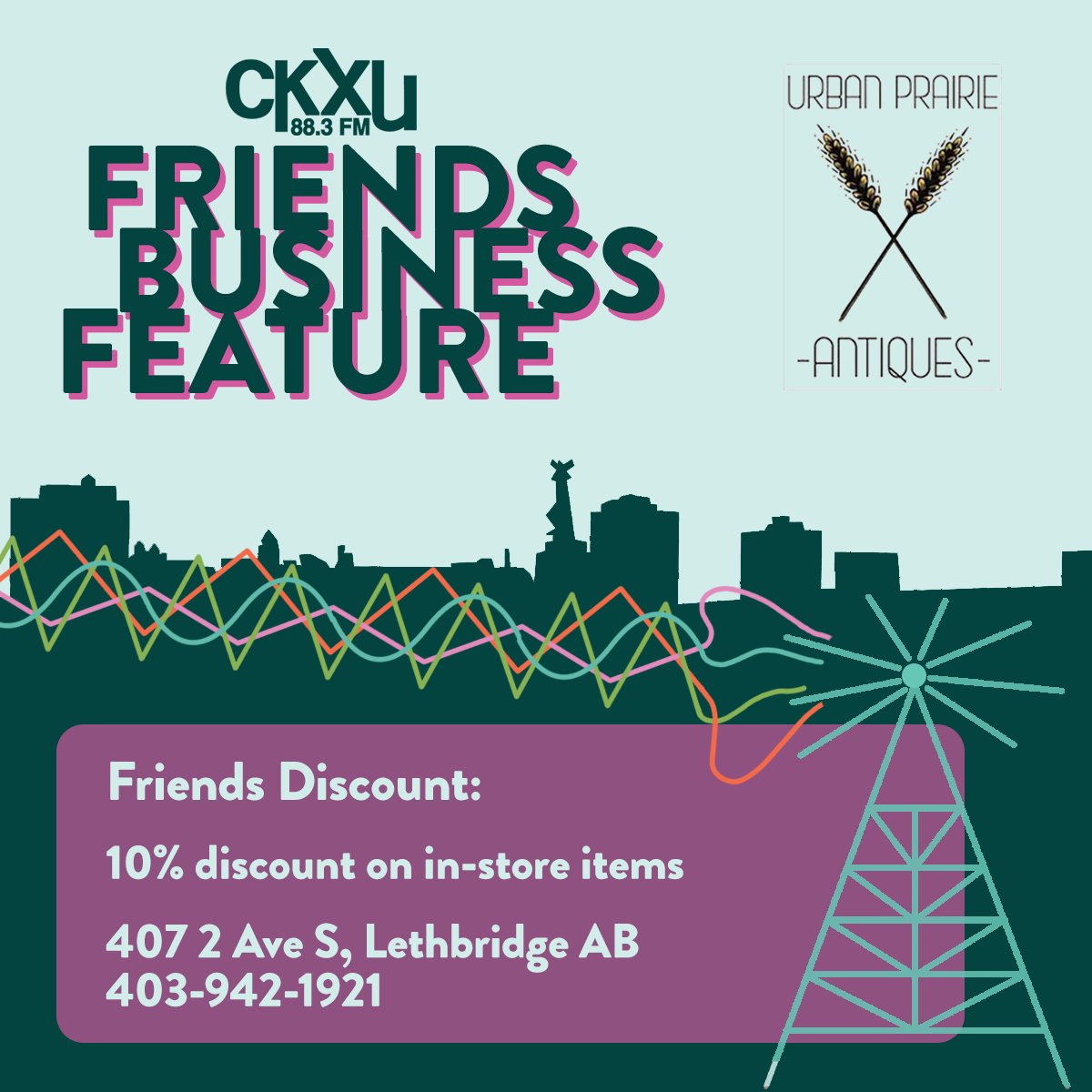 ckxu_radio's tweet photo. Thank you Urban Prairie Antiques for being a #friendsbusiness of @ckxu_radio since 2017! Head over with your #CKXUFriendsCard for exclusive discounts! Show us your great find with #friendsofckxu! https://t.co/zctY0GQ0uR