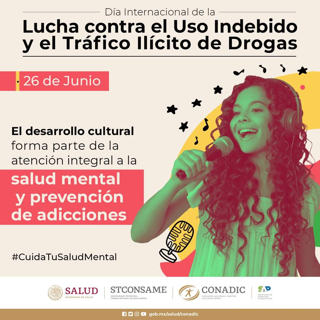 capatuxtepec's tweet photo. Este año, en el marco del Día Internacional de la Lucha contra el Uso Indebido y el Tráfico Ilícito de Drogas, nos concentramos en  la importancia del arte y la cultura como #FactorProtector para la #SaludMental y para la prevención del consumo de sustancias psicoactivas. https://t.co/nyCe7xzwg9