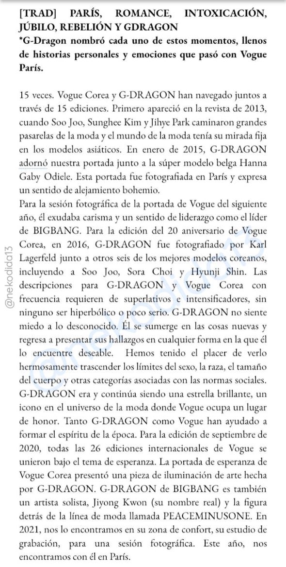nekodida13's tweet photo. [TRAD] PARÍS, ROMANCE, INTOXICACIÓN, JÚBILO, REBELIÓN Y GDRAGON
(1/2)
Fuente: https://t.co/iXnTLUACtq https://t.co/sWzzN7pVOz