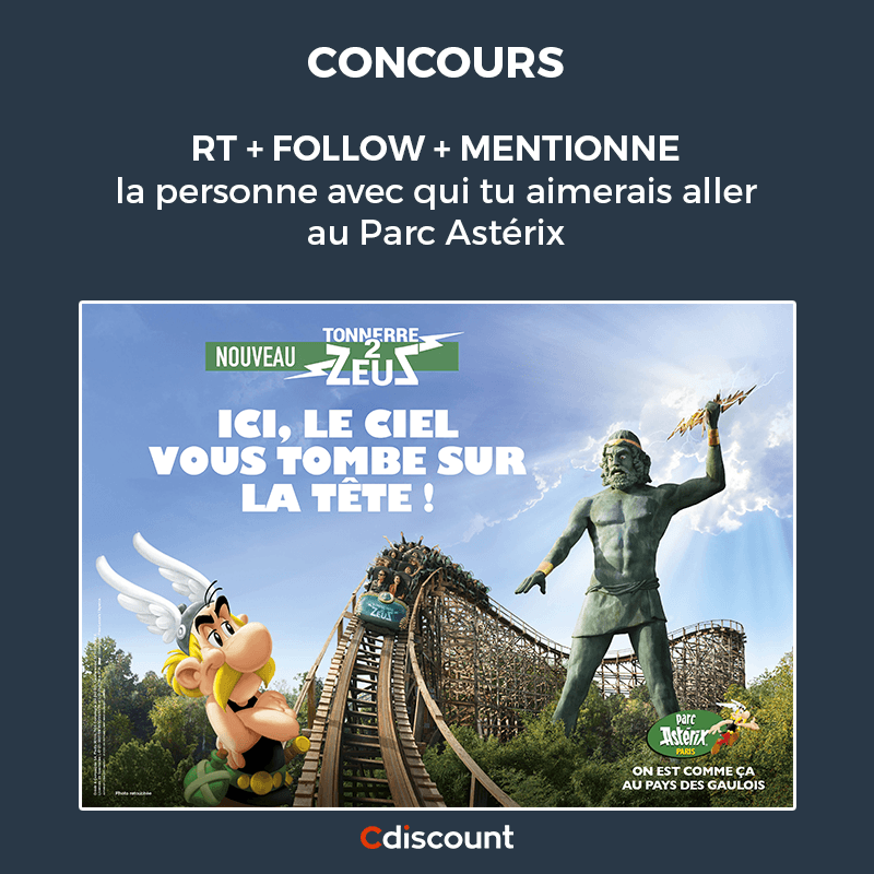 🎁 #Concours 

✔️ RT + FOLLOW <a href="/Cdiscount/">Cdiscount</a> + TAG une personne pour partir avec elle au Parc Astérix 
➡️ bit.ly/3QpL10T

✔️✔️ 2x2 séjours à remporter 

🍀 TAS le 22/06