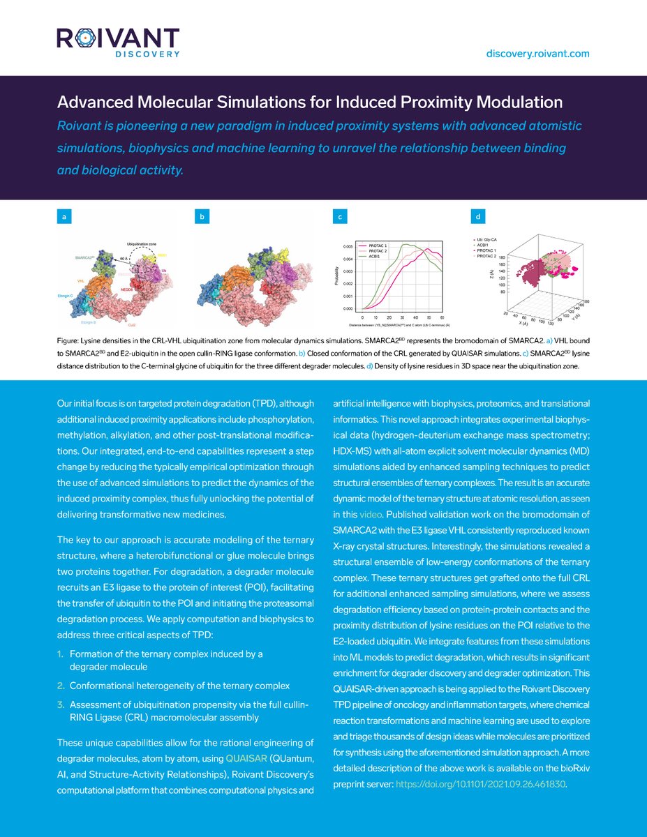 RoivantDiscover's tweet photo. We’re unraveling the relationship between binding and biological activity in induced proximity systems. Read about our pioneering research with advanced atomistic simulations, biophysics, and machine learning. https://t.co/WWimgKQ80w
#research #drugdiscovery #QUAISAR https://t.co/TAdRdG2TM6