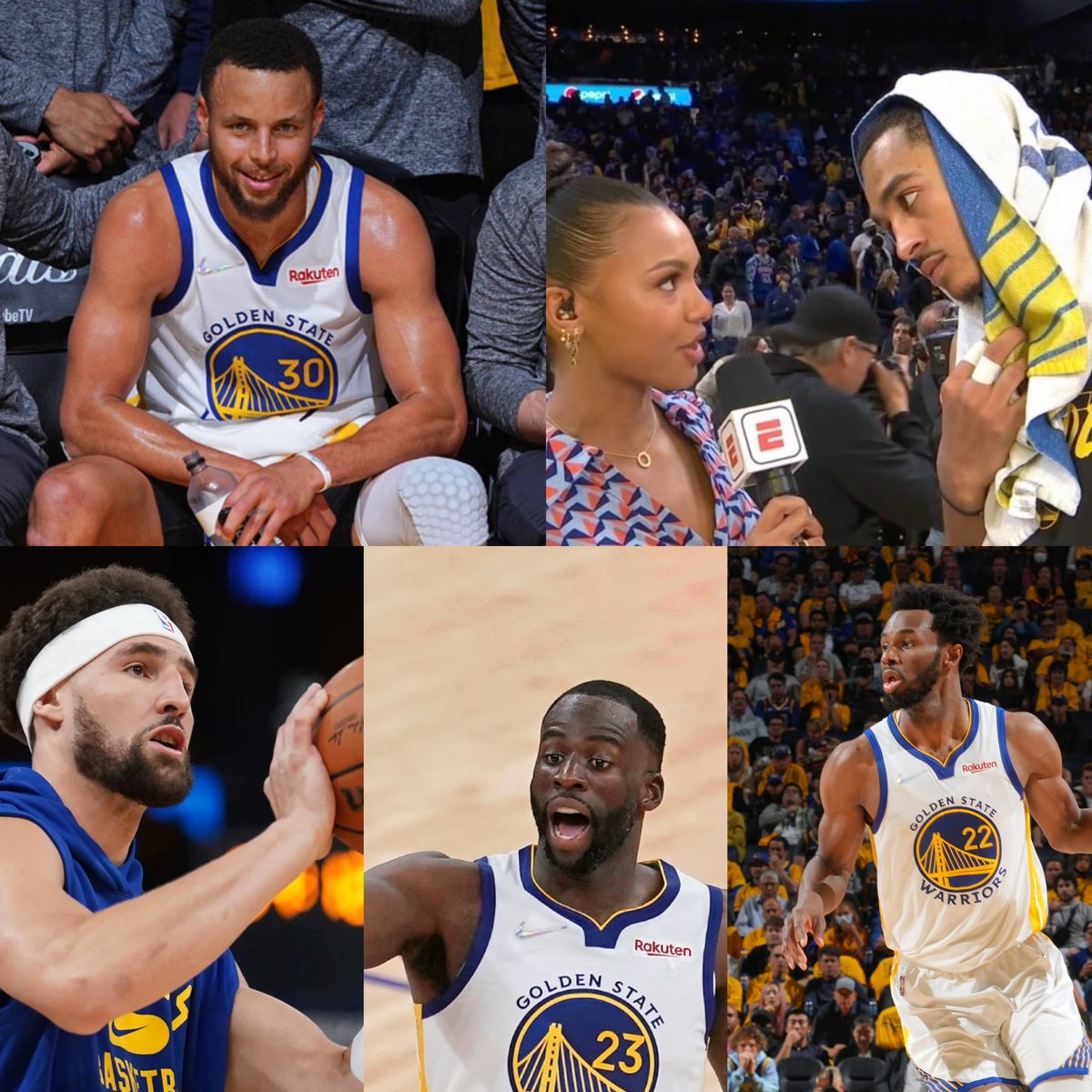 NBAMemes's tweet photo. - Steph coming off a bad shooting performance.
- Game 6 Klay.
- Draymond finally looking like himself.
- Andrew Wiggins playing like a beast.
- Jordan Poole with Malika Andrews courtside.

The Warriors are NOT losing game 6. https://t.co/qtgGUnz1ES
