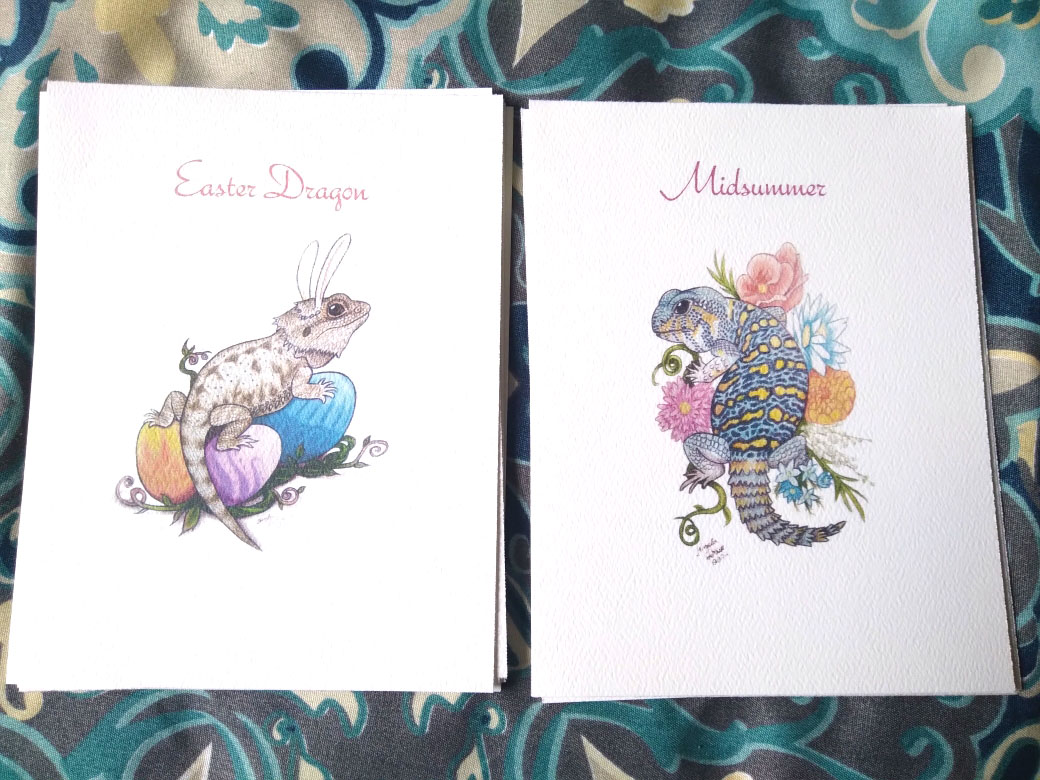New cards printed today. Ordered envelopes, so these should be ready to ship out soon! #cutelizards #uromastyx #beardeddragon #cutereptiles #greetingcards #etsyartist #etsyartshop #reptiledrawing #colorpencildrawing #prismacolorpencils #colorpencilartist