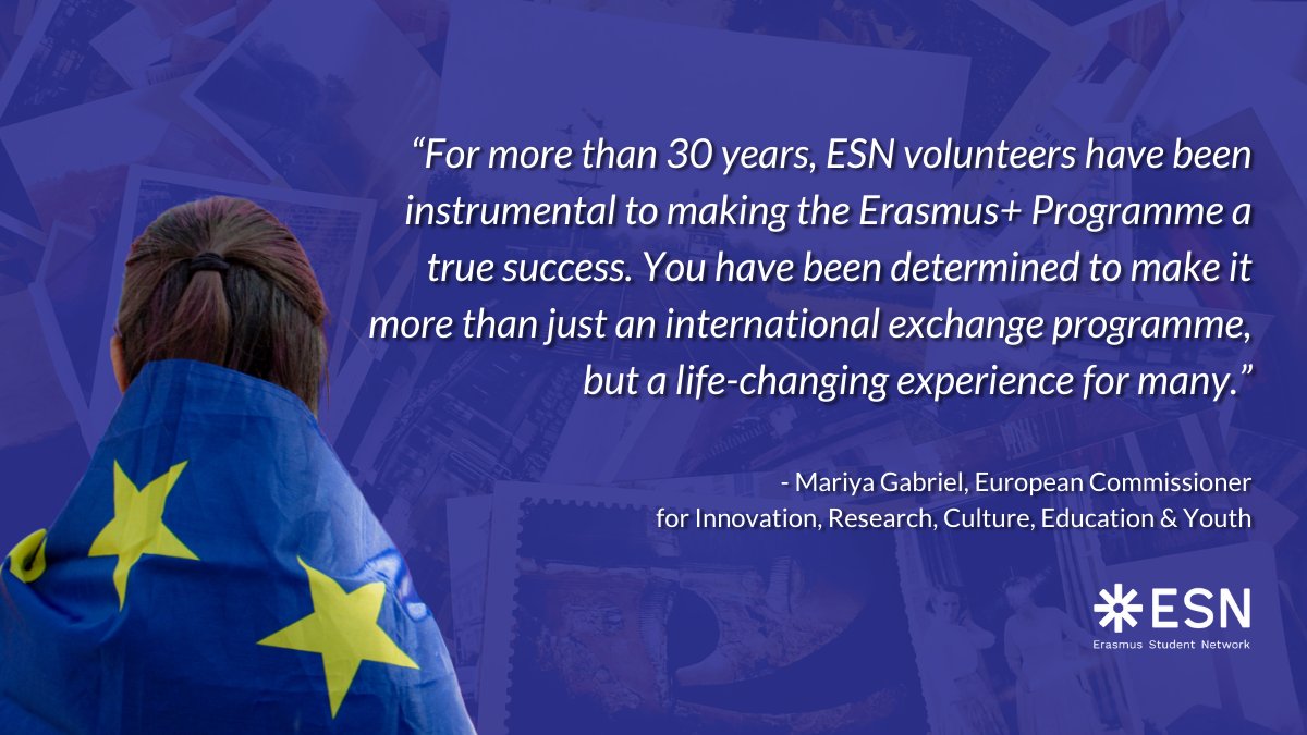 ESN_Int's tweet photo. Ever since 1989, only 2 years after the birth of the @EUErasmusPlus, Erasmus Student Network has been supporting students &amp; advocating for #mobility all over Europe &amp; even further. ✨

More about the Programme ➡️ https://t.co/DOxjlDhkKD

#ErasmusPlus35Years https://t.co/vFsoaG4dhV