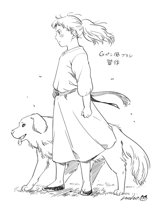 Gペン風ブラシを作って習作。今まで丸ペン風で描いてきたけど、強弱つけてゆくかどうしようか🤔 