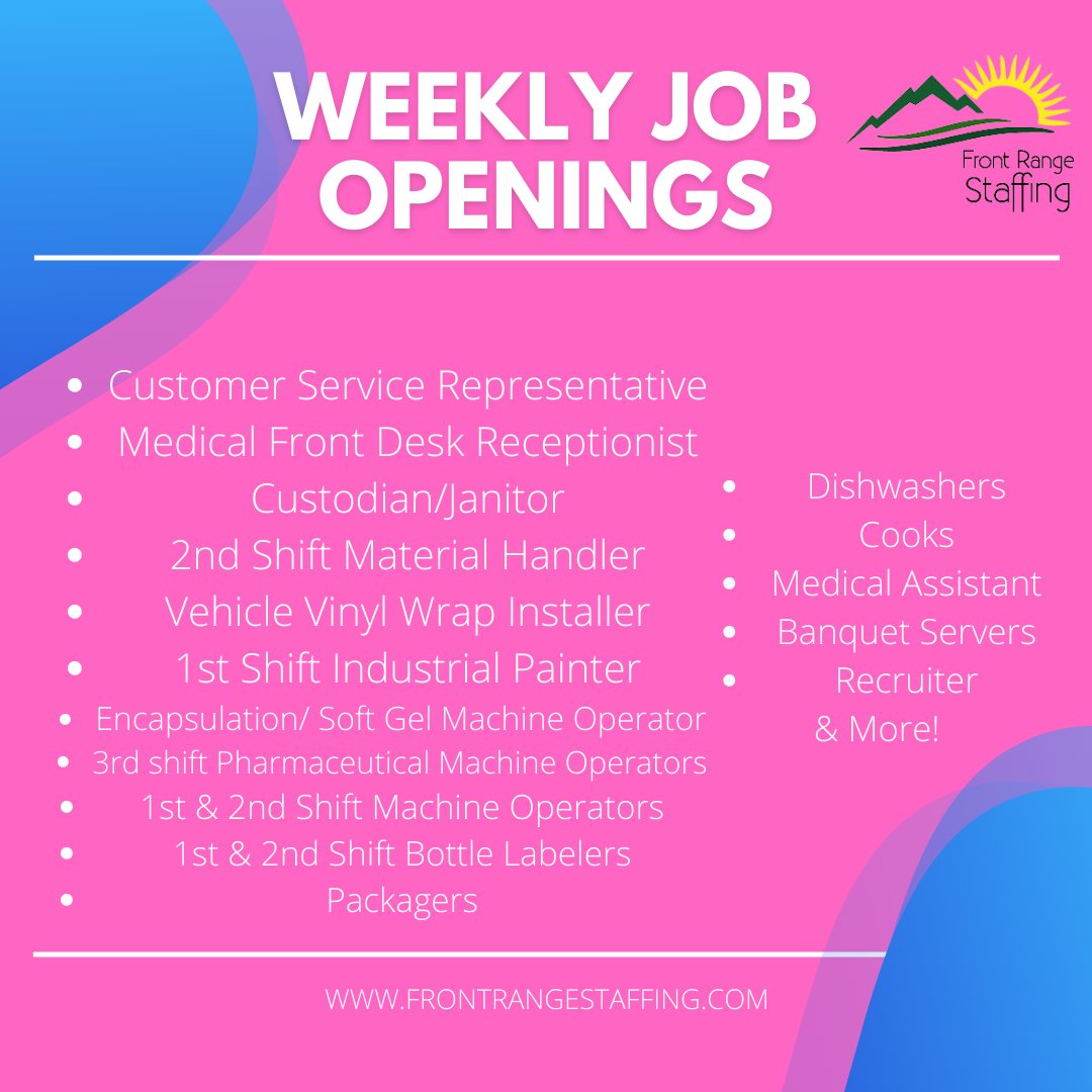 Colorado Springs residents.. we're hiring! Don't forget we pay WEEKLY! Almost all of our jobs are temp to hire meaning you have the ability to grow! Apply today.