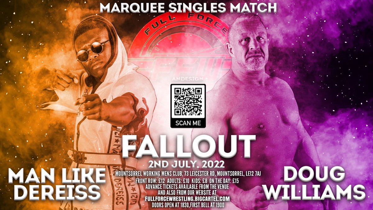ffw_wrestling's tweet photo. 3rd Match Confirmed for Saturday 2nd July in Mountsorrel, Former TNA and current NWA Star The Ambassador of British Wrestling @DougWilliamsUK vs The 0121 Man Like @DEREISS_ tickets are available from the venue and from our Big Cartel site- https://t.co/0vTX4YhjEN https://t.co/6po6d0UdtI