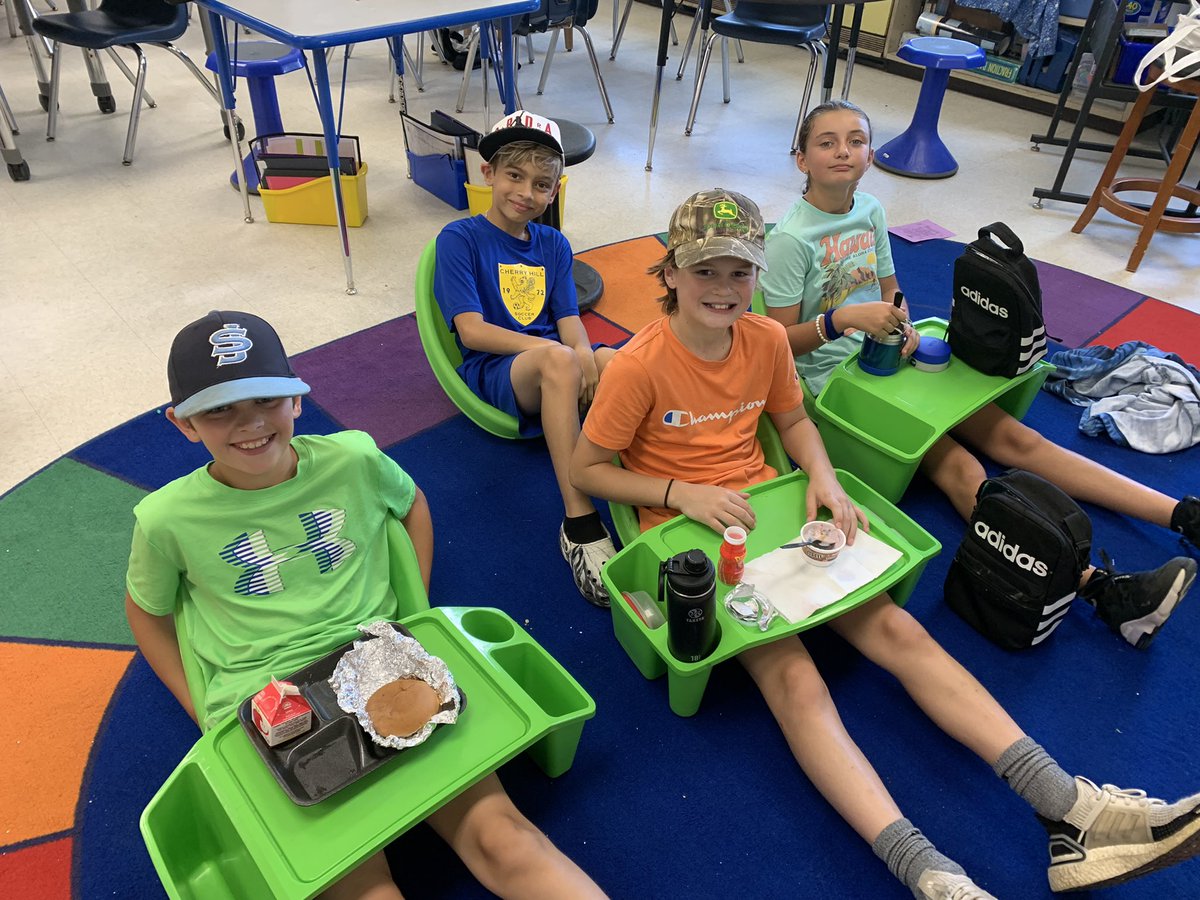 Thanks <a href="/AmatoCBE/">Ms. Amato</a> for the scoop chairs and trays! Not sure my 4th graders fit, but they love them! 🤣