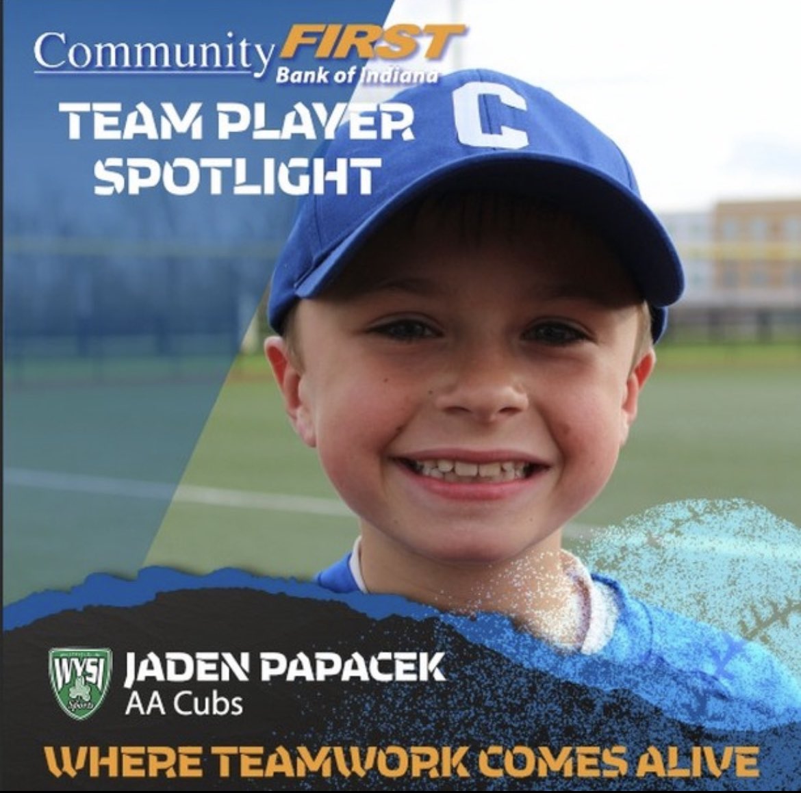 Bullpenevents's tweet photo. This week's @cfbindiana #TeamPlayerSpotlight is a future gold glover! 8-year-old Jaden Papacek of the Cubs in Westfield shows his love for the game and competition by giving it his all in the field every play and has a positive attitude that serves his coaches and teammates well! https://t.co/PARhVD5Cn4