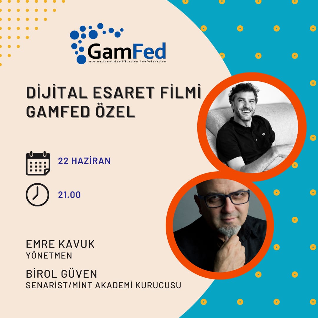 GamfedTurkiye's tweet photo. GamFed Türkiye gönüllülerine özel yepyeni bir söyleşi!

Yönetmen Emre Kavruk ve Senarist/Mint Akademi Kurucusu Birol Güven, 22 Haziran saat 21.00’de “Dijital Esaret Filmi" GamFed Özel bölümüyle bizlerle olacak.

#GamFedTurkey #DijitalEsaret #Film #MintAkademi https://t.co/HIc7APLzdB