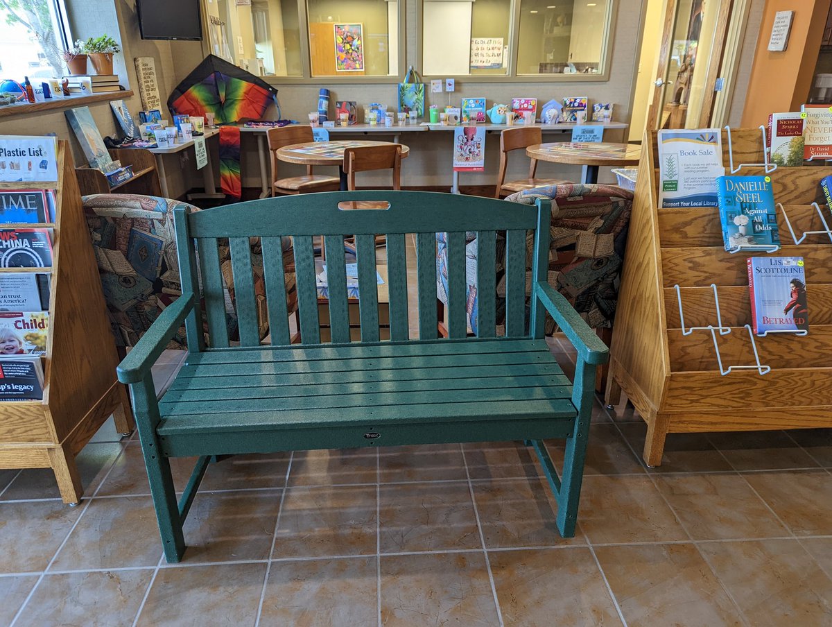 HesstonPL's tweet photo. We have turned trash into treasure through Trex. Your recycled plastic bags are now a bench! It arrived this week and is ready for readers! 
#recycling #library #librarylife #community #CommunityEngagement https://t.co/HhLPfpEGU4