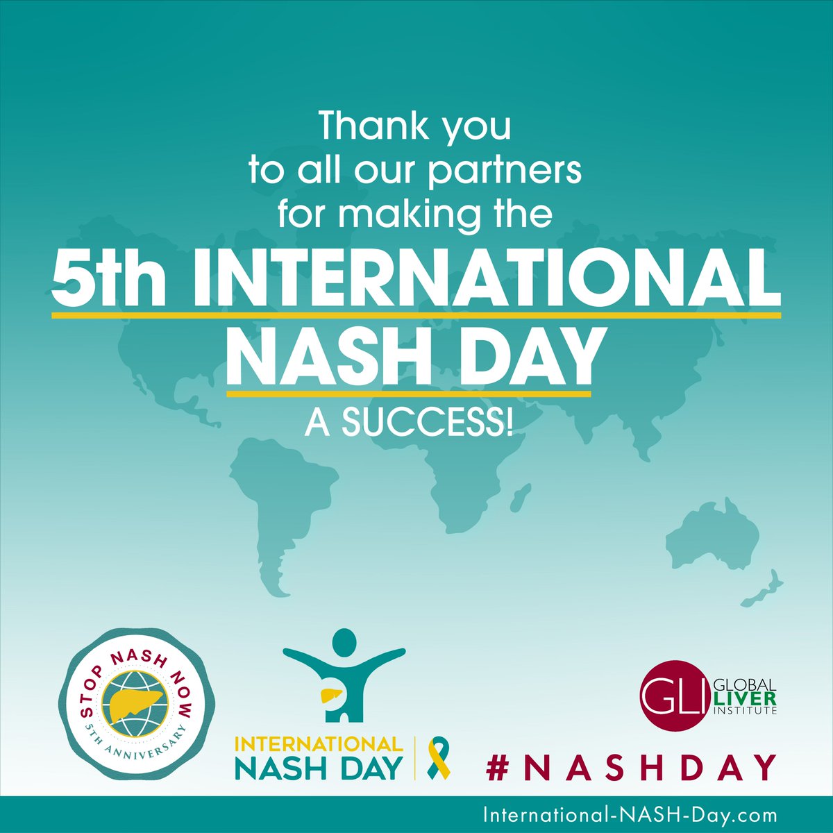 GlobalLiver's tweet photo. Only together, can we #StopNASHNow.
Thank you to all our partners! The 5th Annual International #NASHDay was a success! 🌎
Because of you, we have raised global awareness around the negative impact of #NAFLD and #NASH in our communities. https://t.co/PqRR6b0NxQ