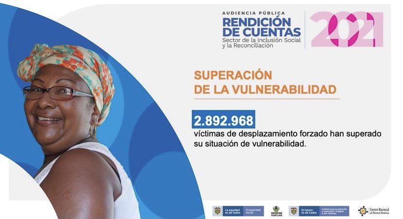 RamonRguezA's tweet photo. #RendiciónDeCuentas2021| Propendemos un acercamiento del Estado a las comunidades vulnerables mediante una coordinación eficiente y acciones transformadoras que fortalezcan la participación de las víctimas en su proceso de reparación. 
@UnidadVictimas #HechosConTransparencia https://t.co/tDyLqTr9US