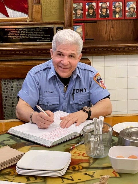 FDNY's tweet photo. FDNY wishes a happy and healthy retirement to Lieutenant George "Ricco" Diaz of #Ladder50 who retired this month after 35 years of service to the City of New York: Read more: https://t.co/s5U48OAwvr https://t.co/FcYe0mieRB