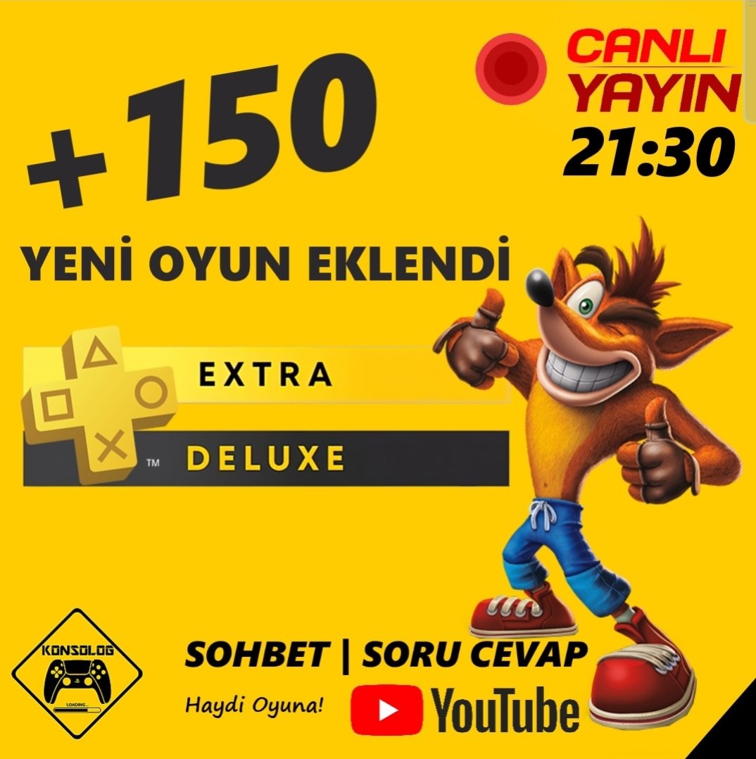 KONSOLOG1's tweet photo. CANLI YAYIN - PS PLUS EXTRA OYUNLARI +150 YENİ OYUN EKLENDi! YouTube: Konsolog
#Xbox #XboxBethesda #XboxGamePass #XboxSeriesX
#psplus #psplusessential #psplusextra #psplusdeluxe #pspluspremium #psstore #ps5 #ps4 https://t.co/p6kYIxyrun