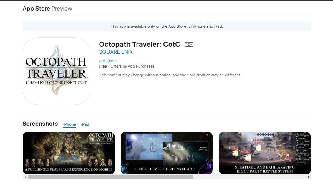 OCTOPATH TRAVELER: CotC on the App Store