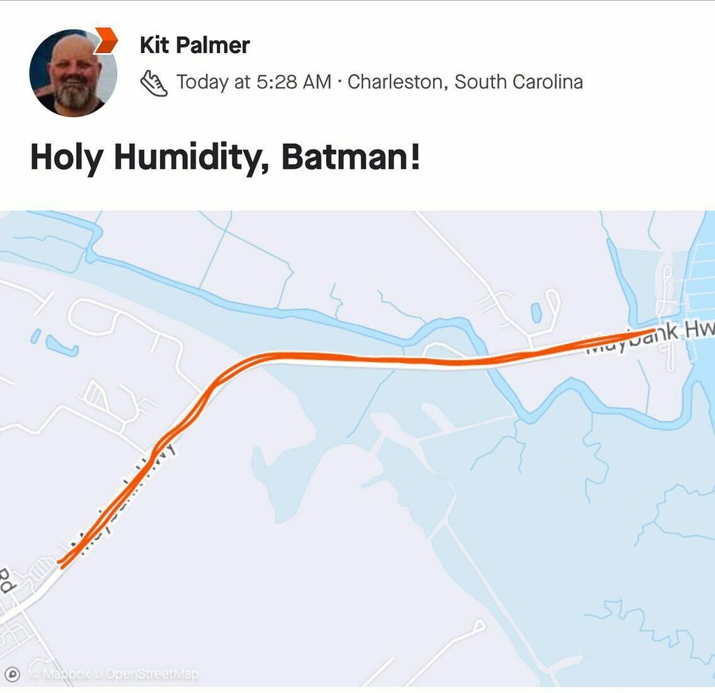 KitPalmer's tweet photo. Rough 5k this morning over the Stono River, but pretty nice views… https://t.co/uyDdCunI1Q https://t.co/ObxrrsJXET