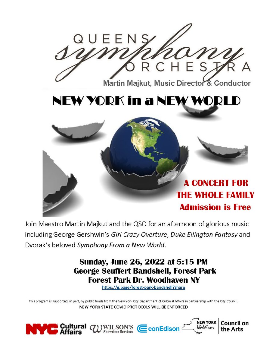 FREE CONCERT ON THE GREEN - FOREST PARK - JUNE 26 - queenssymphony.org