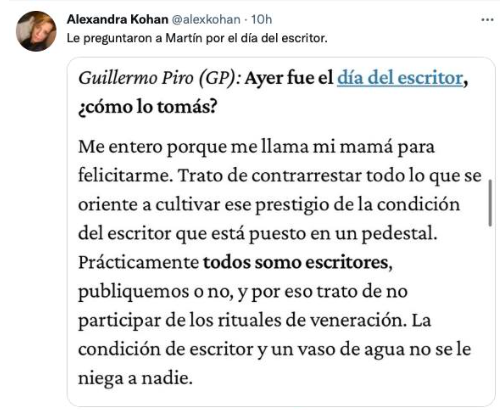 qejaediciones's tweet photo. "La condición de escritor y un vaso de agua no se le niega a nadie". #Harmoso, @alexkohan https://t.co/f1YD88GGHA