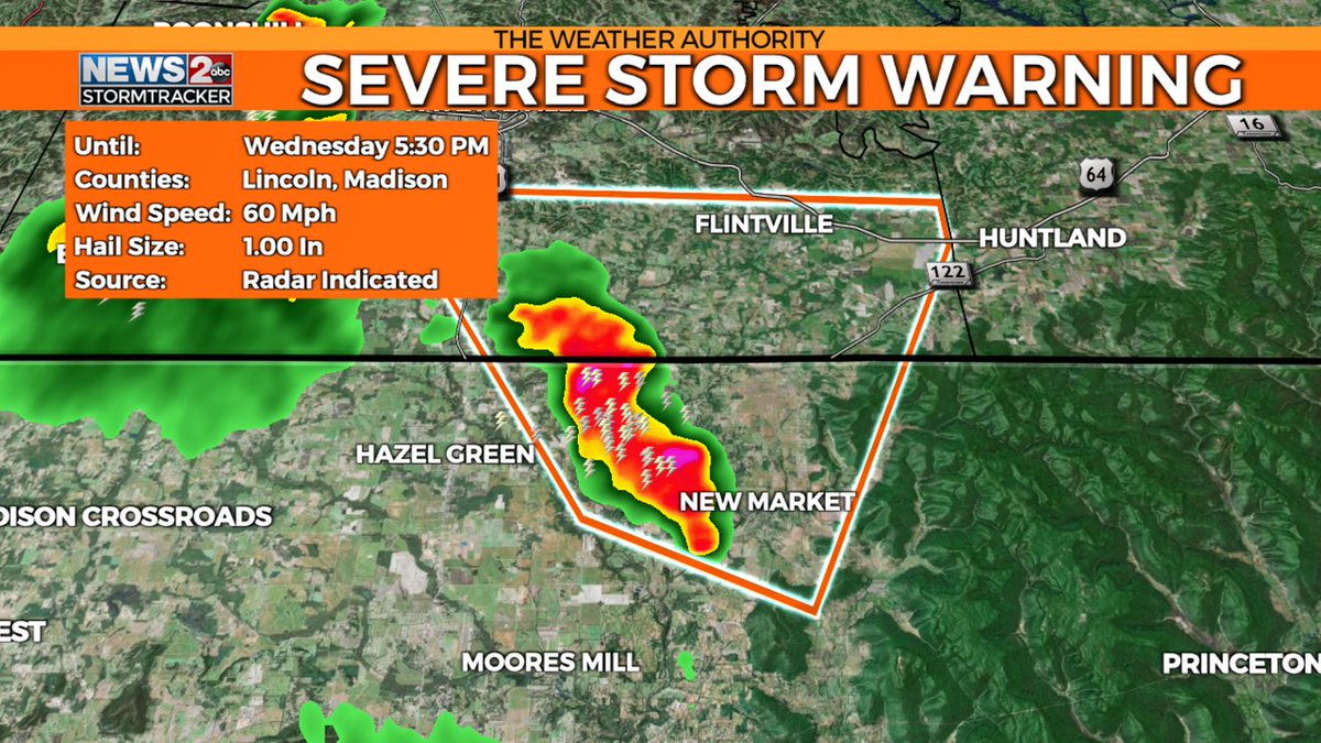 WKRN's tweet photo. WEATHER ALERT: Severe T'Storm Warning for the area in orange. Stay tuned to #wkrn. Interactive Radar - https://t.co/TLRW0fmtI9 #WeatherAuthority https://t.co/lAoXMVHn4E