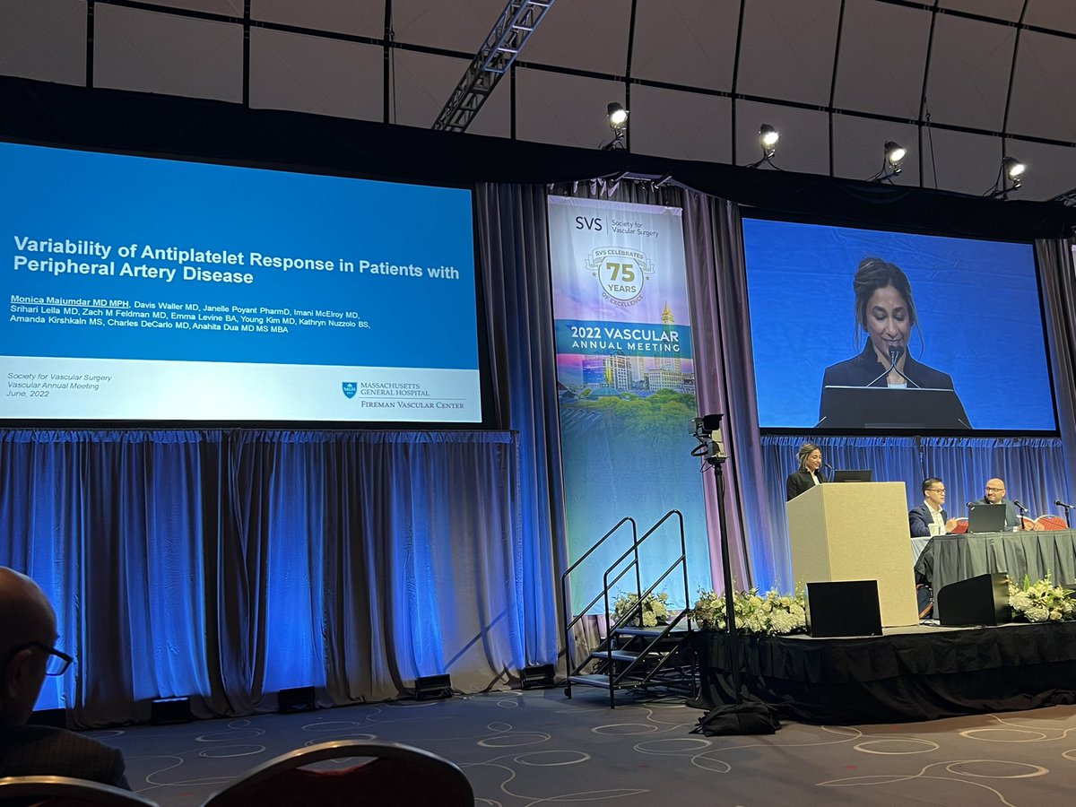 A strong finish to a great session:

Dr. Monica Majumdar presents “Viscoelastic Assays identify variability of antiplatelet response in patients with PAD”

At the <a href="/VESurgery/">VESurgery</a> Spring Program at <a href="/VascularSVS/">Society for Vascular Surgery</a> #VAM22