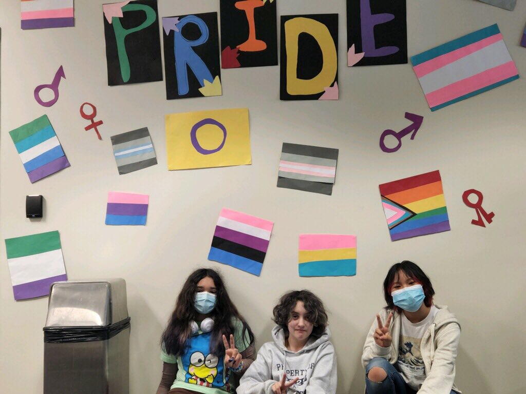 Thank you student volunteers for the wonderful Pride display just inside our front entry!