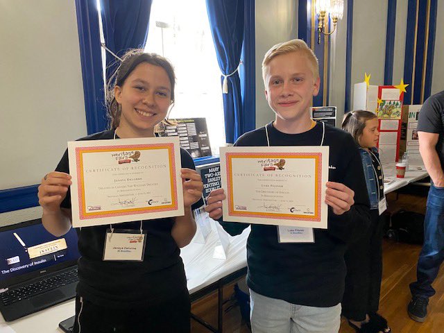 StBernadetteBob's tweet photo. Two of our bright grade 8’s representing our school at the Saskatchewan Provincial Heritage Fair #bobcatpride @RCSD_No81 @LibraryLaBelle https://t.co/5Pm18aKqHJ