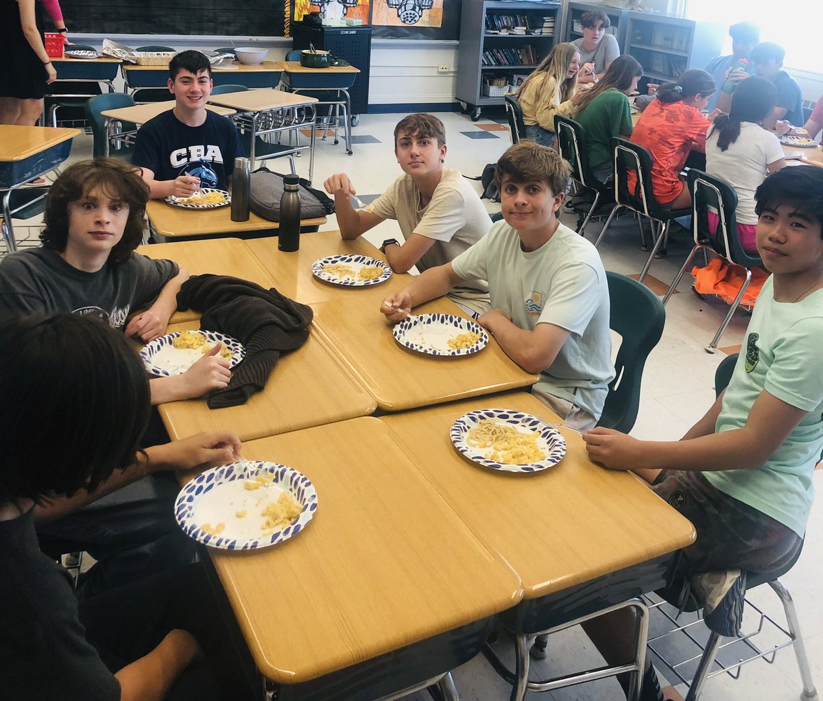 8th Grade ELA students had their Passion Project Cook Off today! The menu included baked mac &amp; cheese, egg fried rice and cacio e pepe! Congrats to the winner, Luke C! We are hoping to make this an annual tradition! Thank you to everyone who helped make this happen 🐯🐾🍲🍝🍽