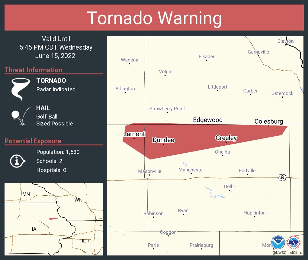NWS Tornado on Twitter "Tornado Warning continues for Edgewood IA