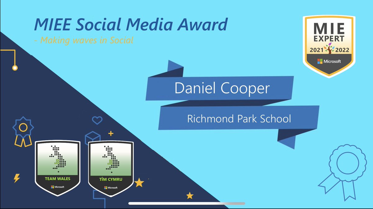 Congratulations to <a href="/DeputyDCooper/">Daniel Cooper</a> on his recognition tonight at the <a href="/MSEducationUK/">Microsoft Education UK</a> #MIEExpert End of Year Celebration. We are so thankful for the practices he shares through social media, it’s hugely appreciated and inspirational! Diolch
<a href="/HwbNews/">Hwb</a> #TeamMIEEWales