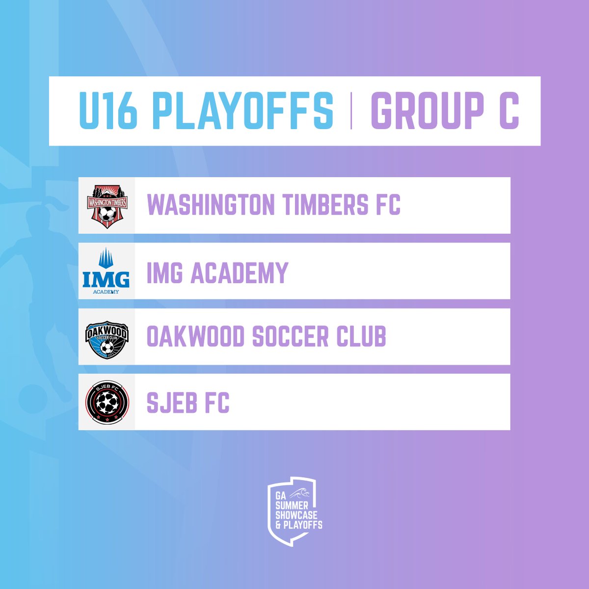 GAcademyLeague's tweet photo. The groups for the U16 Playoffs at #GACA22 are 🔥

U16 Groups A-D 👇

Head to GotSport to check out the full Showcase groupings. https://t.co/jOiauiG2G6