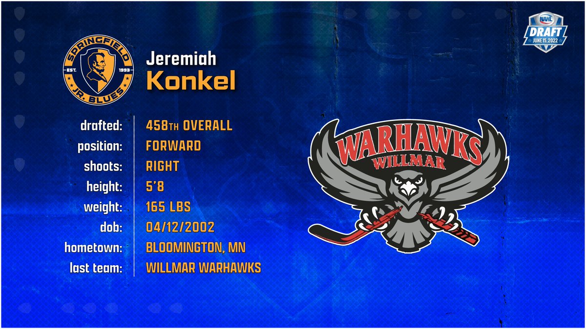 Jr_Blues's tweet photo. Rd. 16 Pick #458
Please help us welcome Jeremiah Konkel to the #JrBluesFamily!
#JrBluesHockey #WelcomeToSpringfield https://t.co/ZbiVI9QjeC