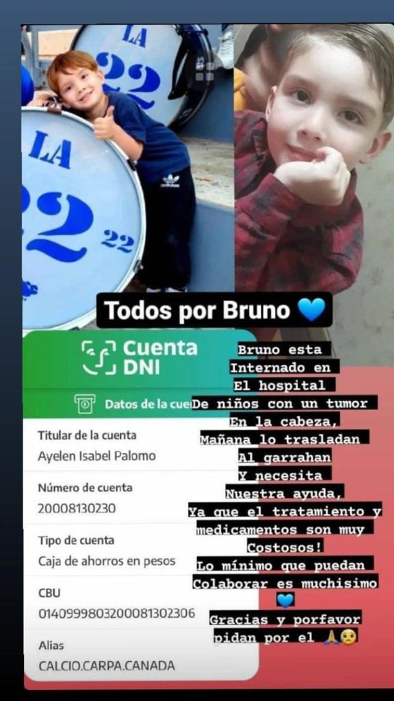 facuache's tweet photo. Solidaridad. Bruno necesita la colaboración de todos. Tiene un tumor, será trasladado al Garraham y en lo que puedan colaborar serán de mucha ayuda. https://t.co/QSDVaygWTf