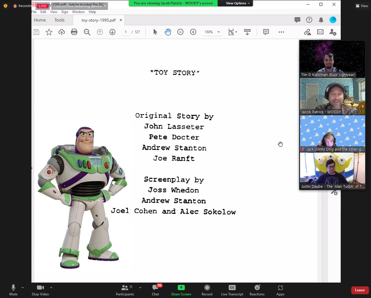 VoicerTimD's tweet photo. When #TableReadTuesdays announced #ToyStory for the 14th, I couldn't wait! This is a great community and Iβm glad to have met them. I played #buzzlightyear this time. I hope you will have a chance to watch the #fun.
#voiceactor #acting #script #character #tableread #youtube https://t.co/x9BF3aO2sy