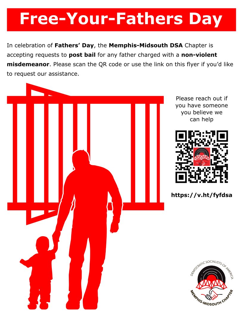 Memphis-Midsouth area: Do you know a father who is currently detained on non-violent misdemeanor charges? Use this QR code or the link on this flyer to request our assistance with bail!