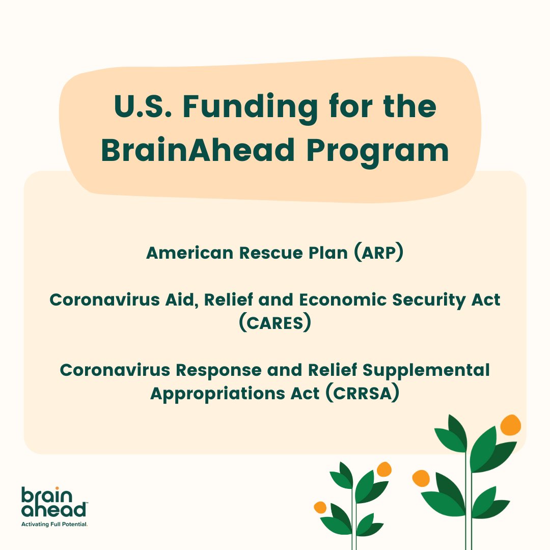 Did you know that your school can be funded for certain programs in response to the effects of the COVID-19 pandemic? The BrainAhead program meets US federal funding eligibility requirements as well as multiple state and local grant requirements. (1/2)